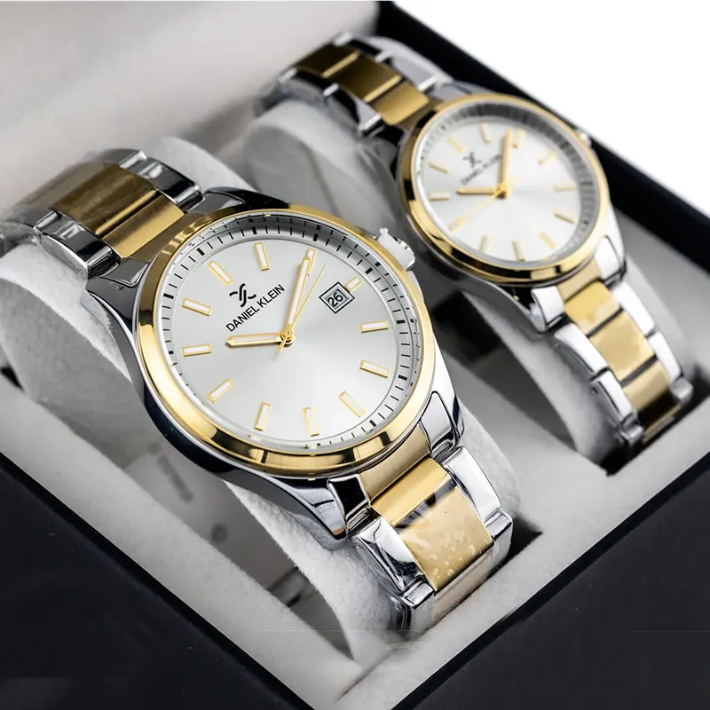 Daniel Klein Two-tone Silver Dial Couple Set- DK.1.13575-4